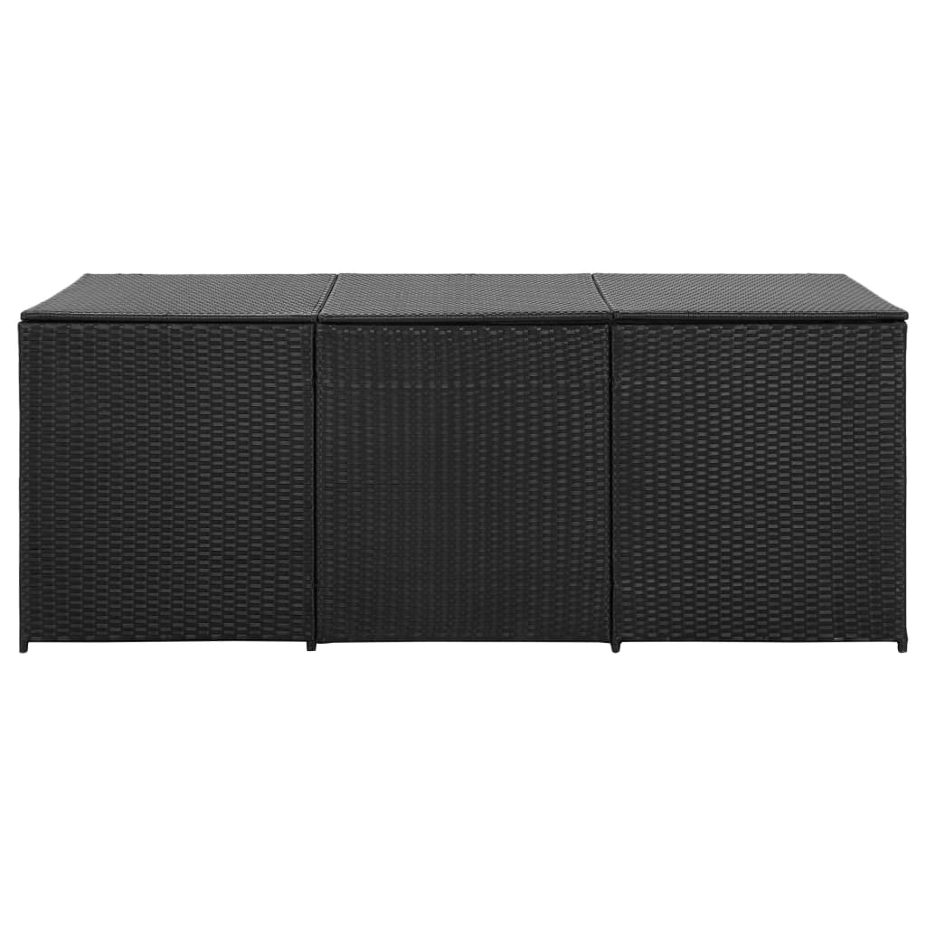 Gartenbox Poly Rattan 180x90x75 cm Schwarz