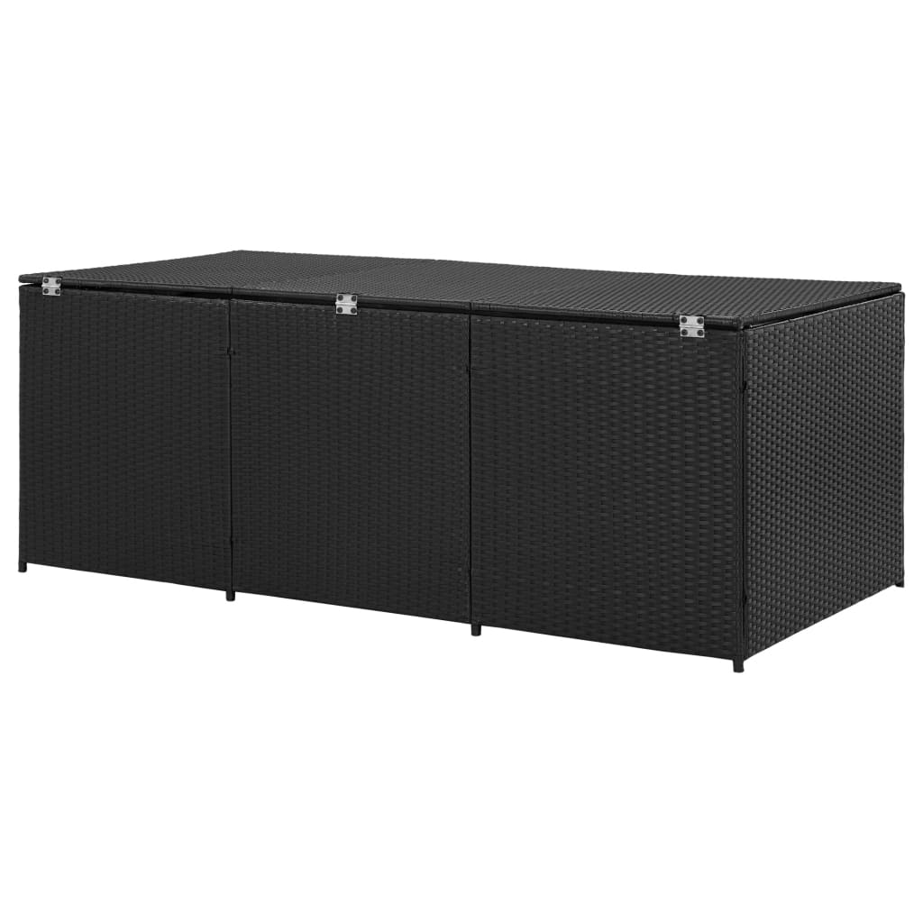 Gartenbox Poly Rattan 180x90x75 cm Schwarz