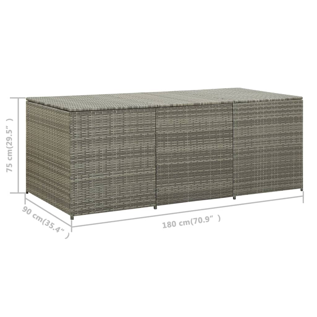 Gartenbox Poly Rattan 180x90x75 cm Grau