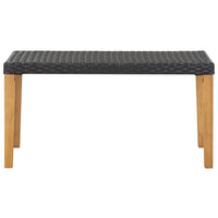 Thumbnail for Gartenbank 120 cm Schwarz Poly Rattan und Massivholz Akazie