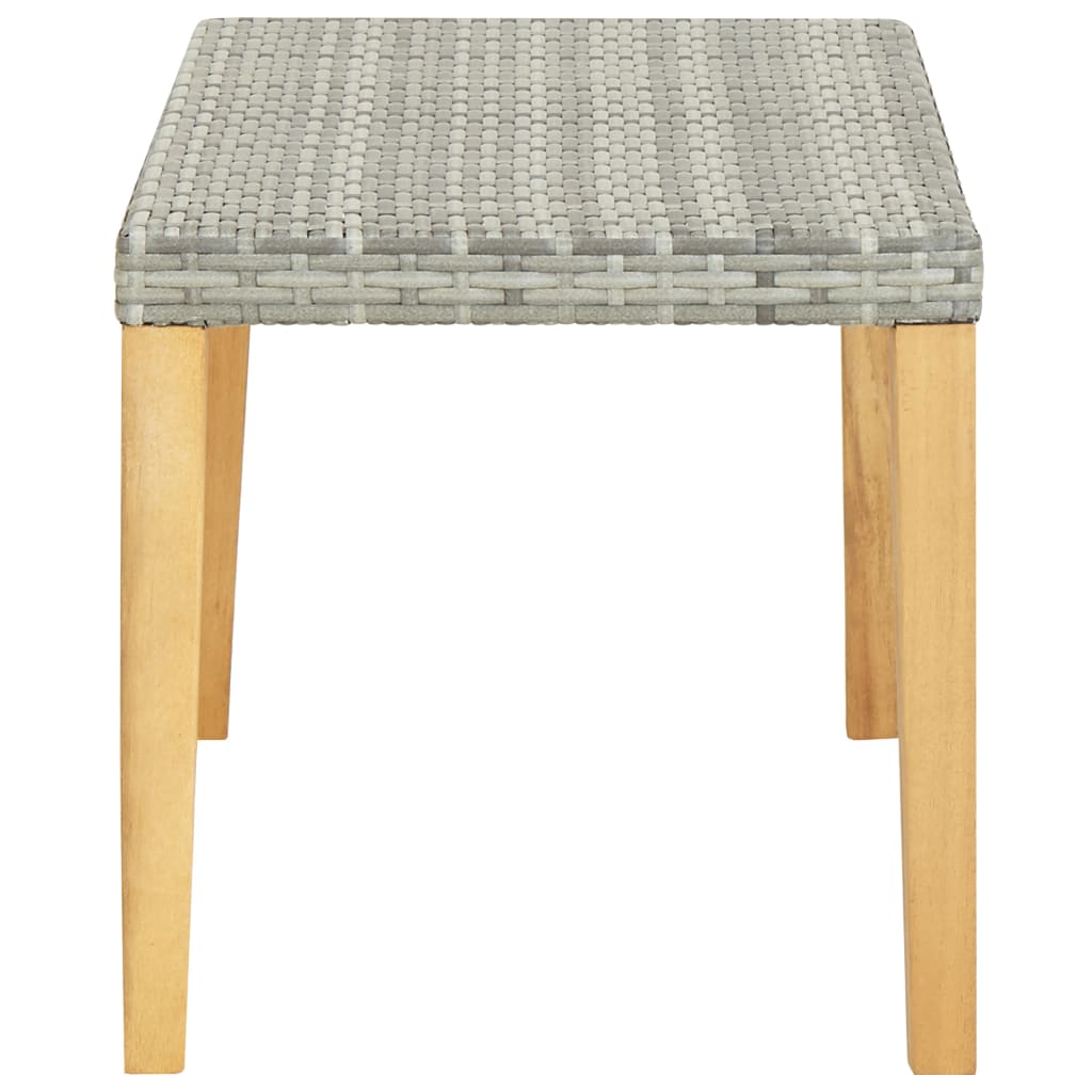 Gartenbank 120 cm Grau Poly Rattan und Massivholz Akazie