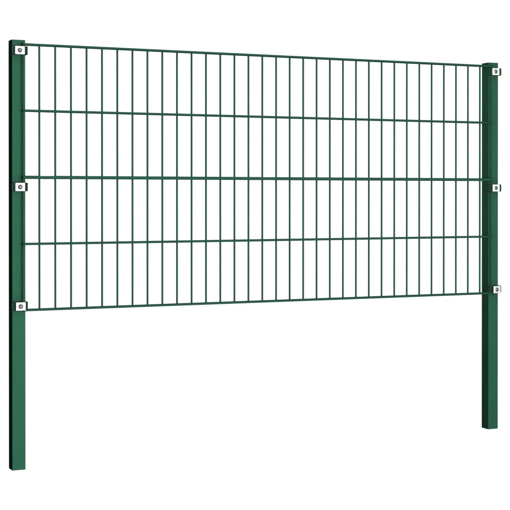 Zaunfeld mit Pfosten Eisen 15,3 x 0,8 m Grün