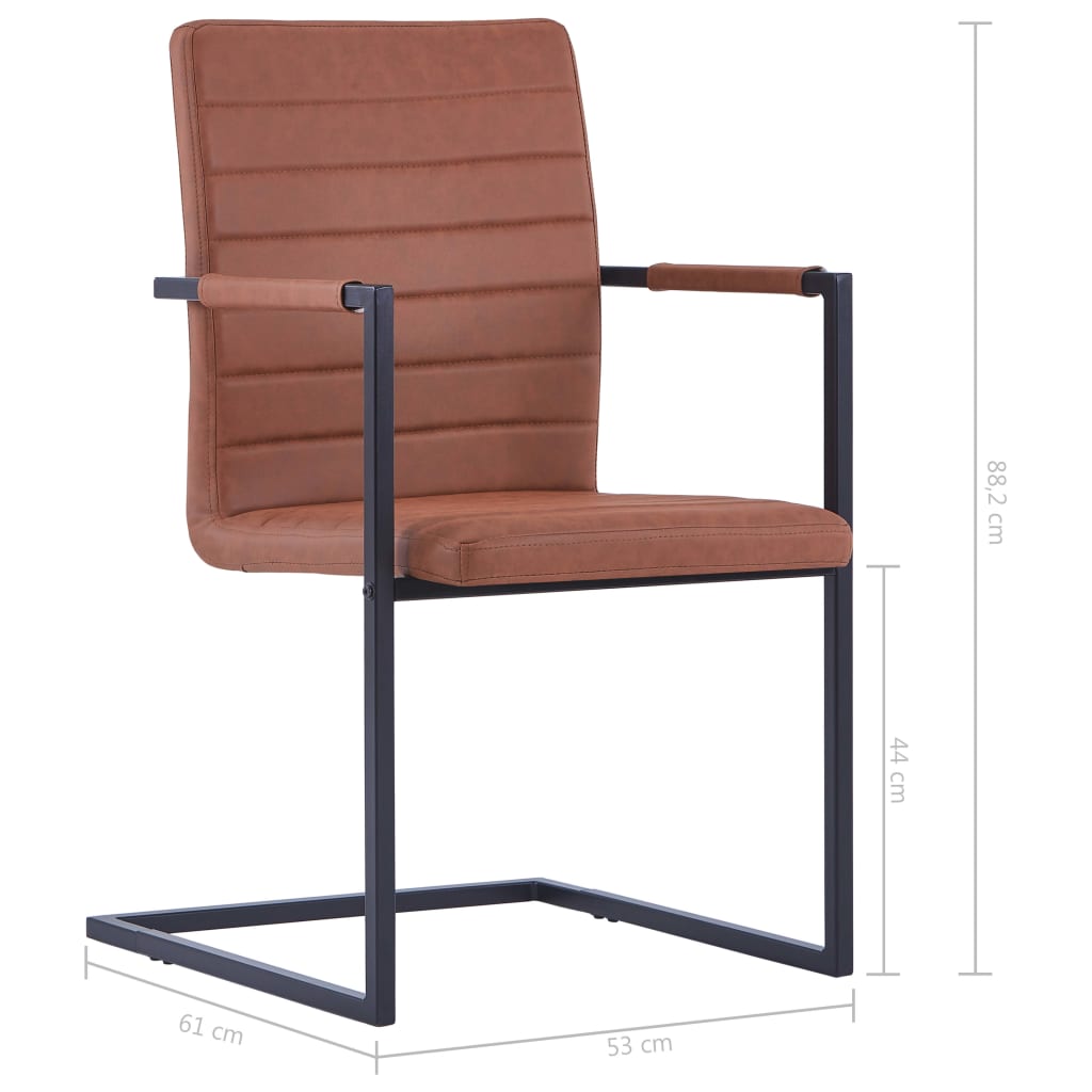 Freischwinger 6 Stk. Braun Kunstleder