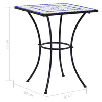 Thumbnail for Mosaik-Bistrotisch Blau und Weiß 60 cm Keramik