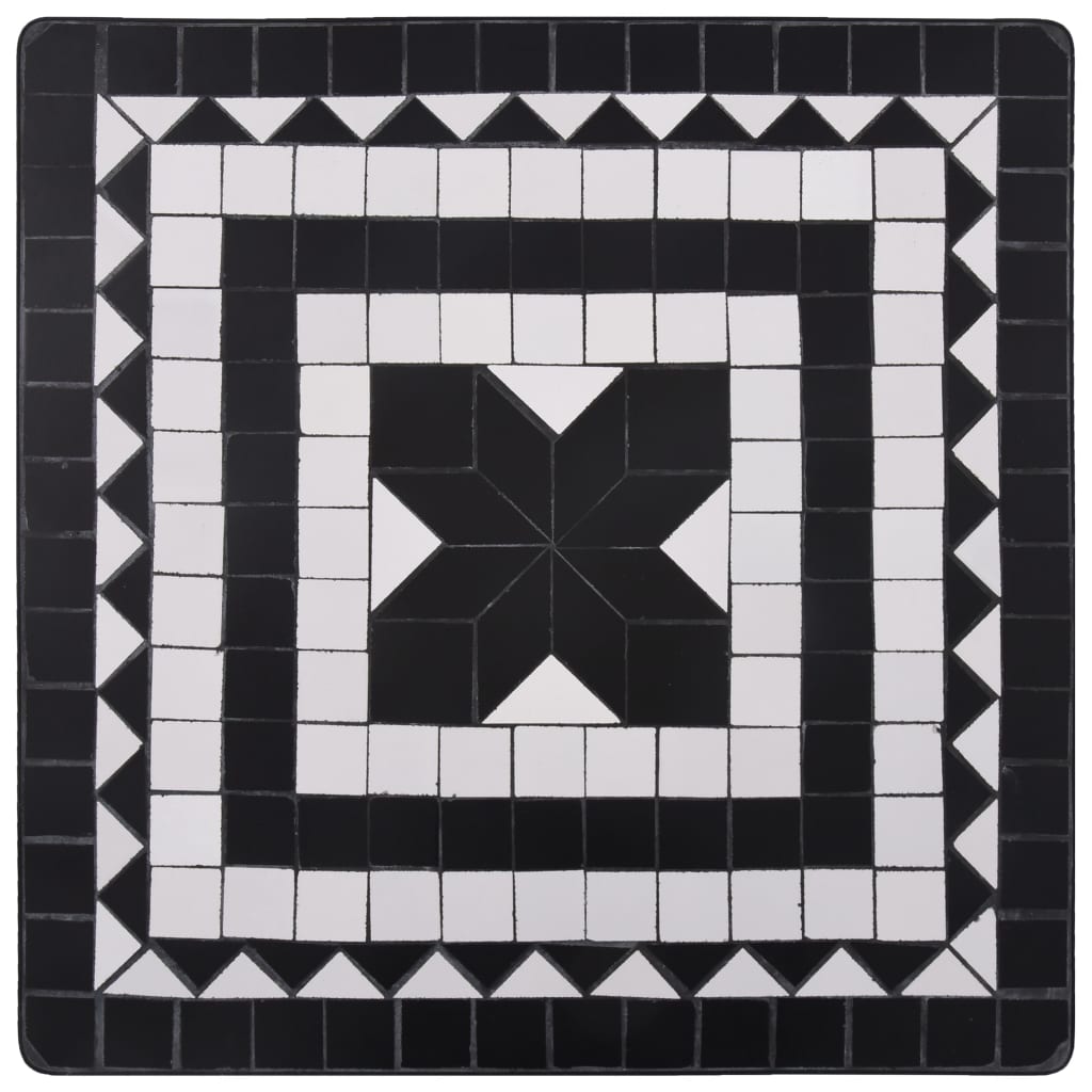 Mosaik-Bistrotisch Schwarz und Weiß 60 cm Keramik
