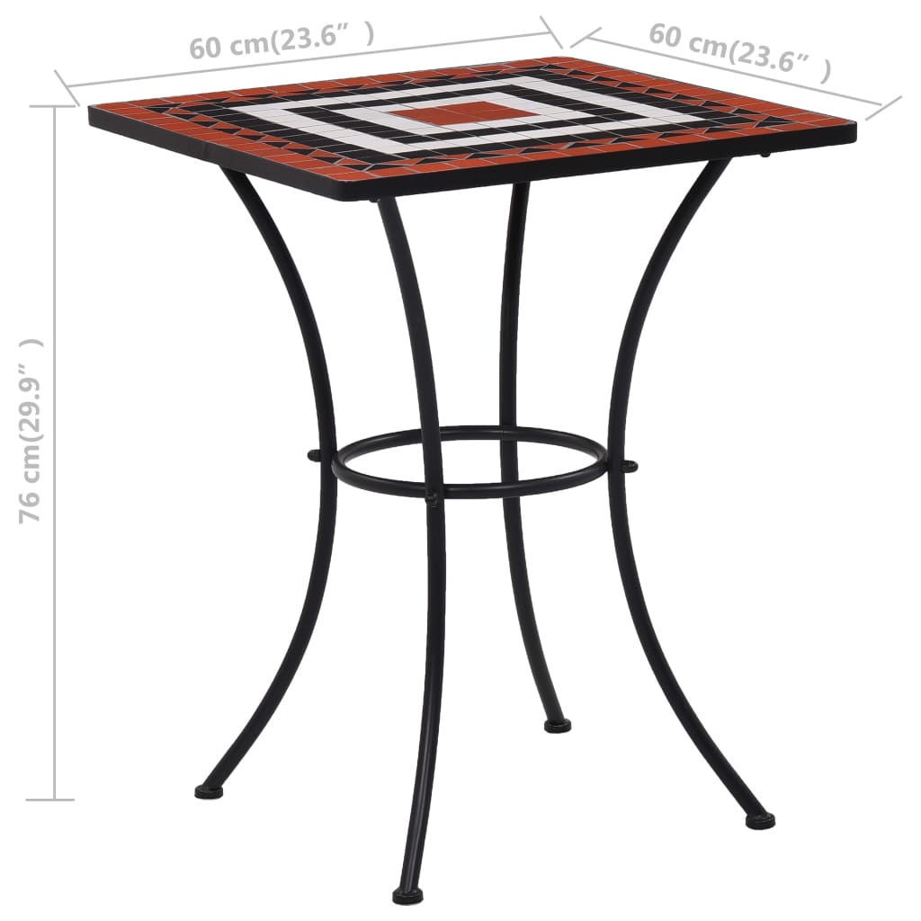 Mosaik-Bistrotisch Terrakotta und Weiß 60 cm Keramik