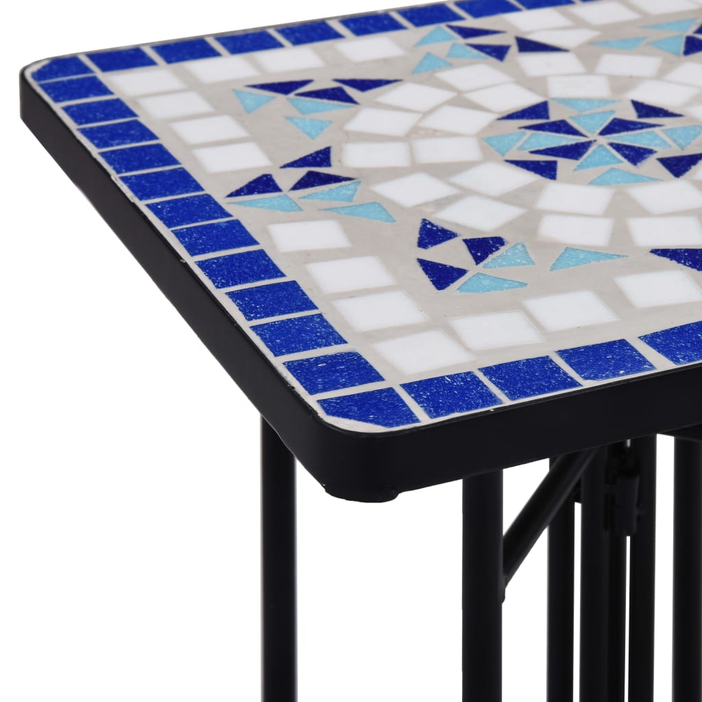 Mosaik-Beistelltisch Blau und Weiß Keramik