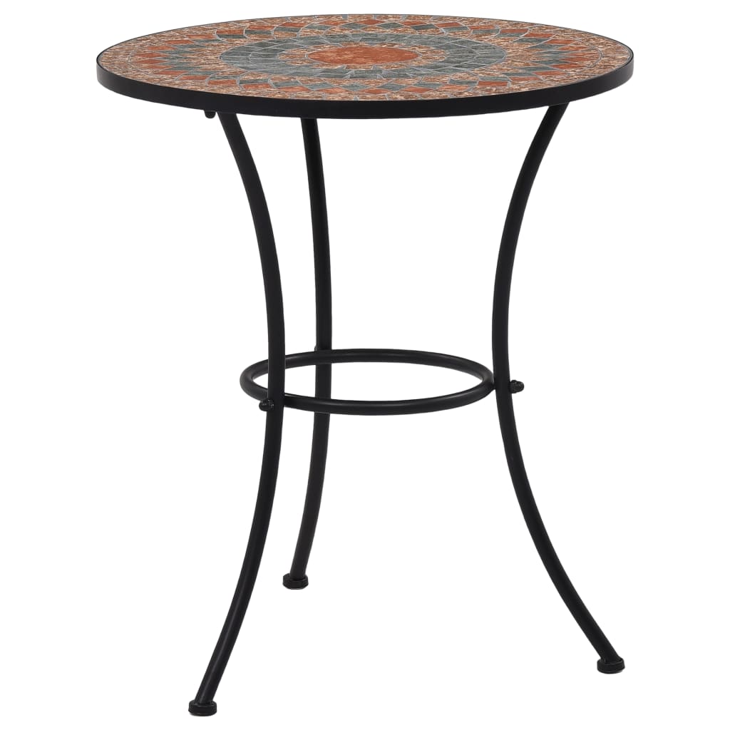 Mosaik-Bistrotisch Orange / Grau 60 cm Keramik