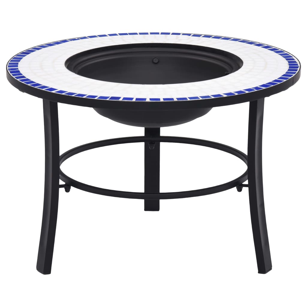 Mosaik-Feuerstelle Blau und Weiß 68 cm Keramik