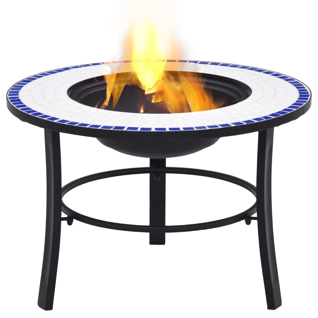 Mosaik-Feuerstelle Blau und Weiß 68 cm Keramik