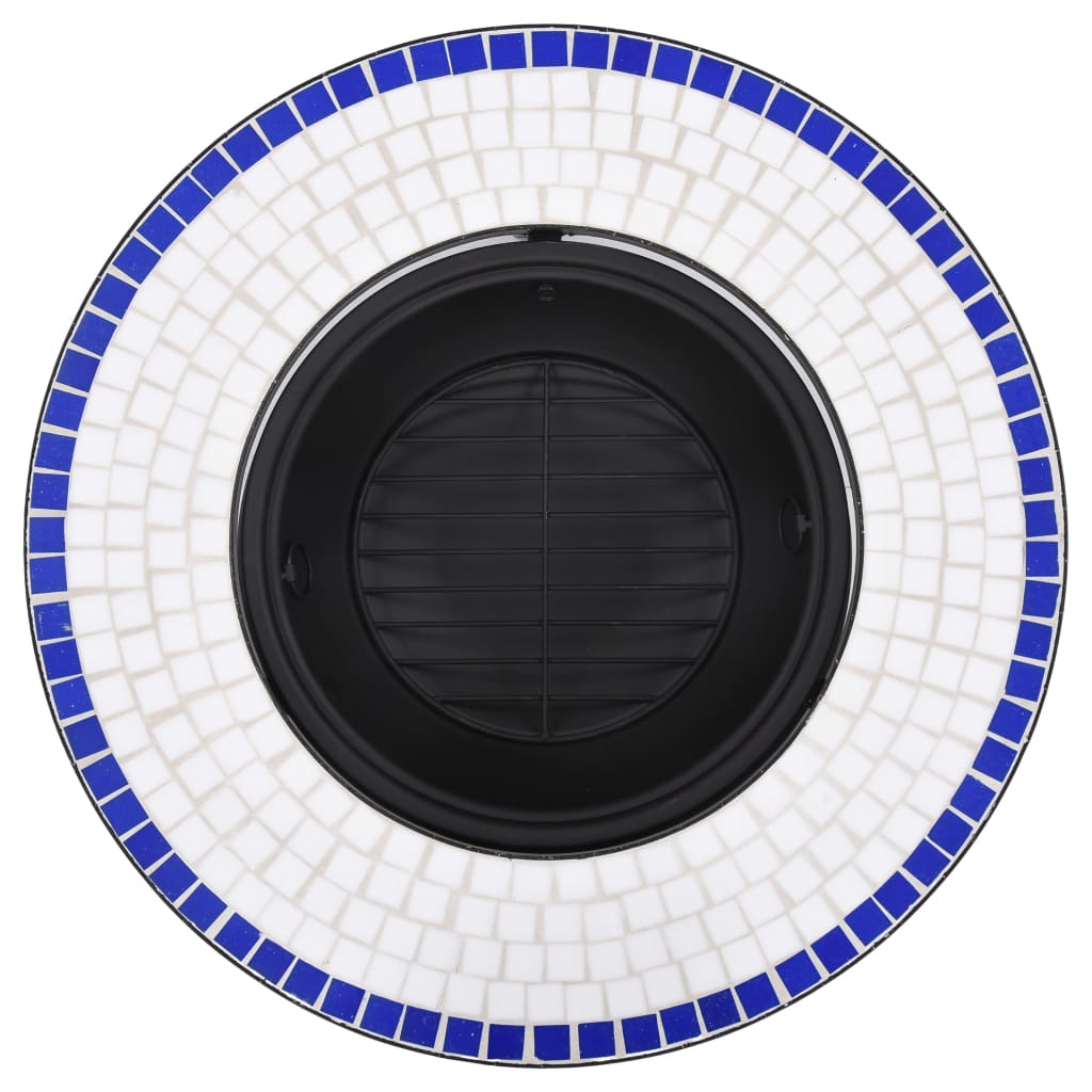 Mosaik-Feuerstelle Blau und Weiß 68 cm Keramik