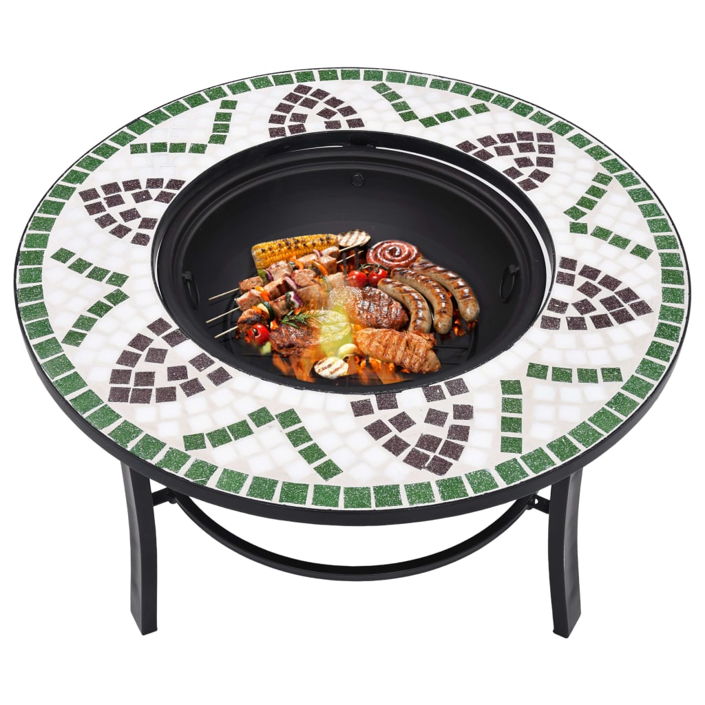 Mosaik-Feuerstelle Grün 68 cm Keramik