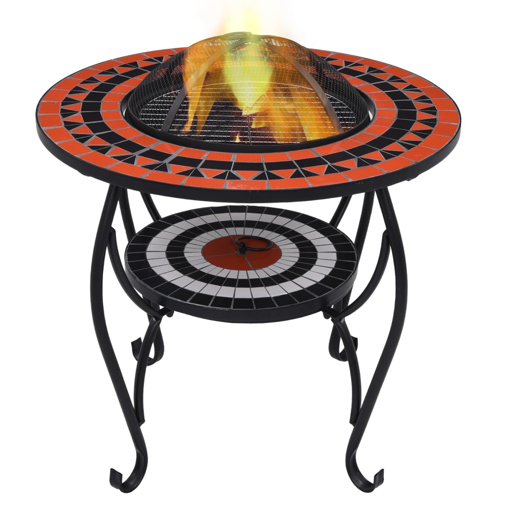 Feuerschale Mosaik Terrakotta und Weiß 68 cm Keramik