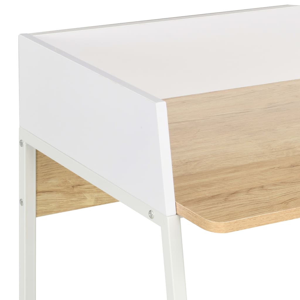 Schreibtisch Weiß und Eiche 90x60x88 cm