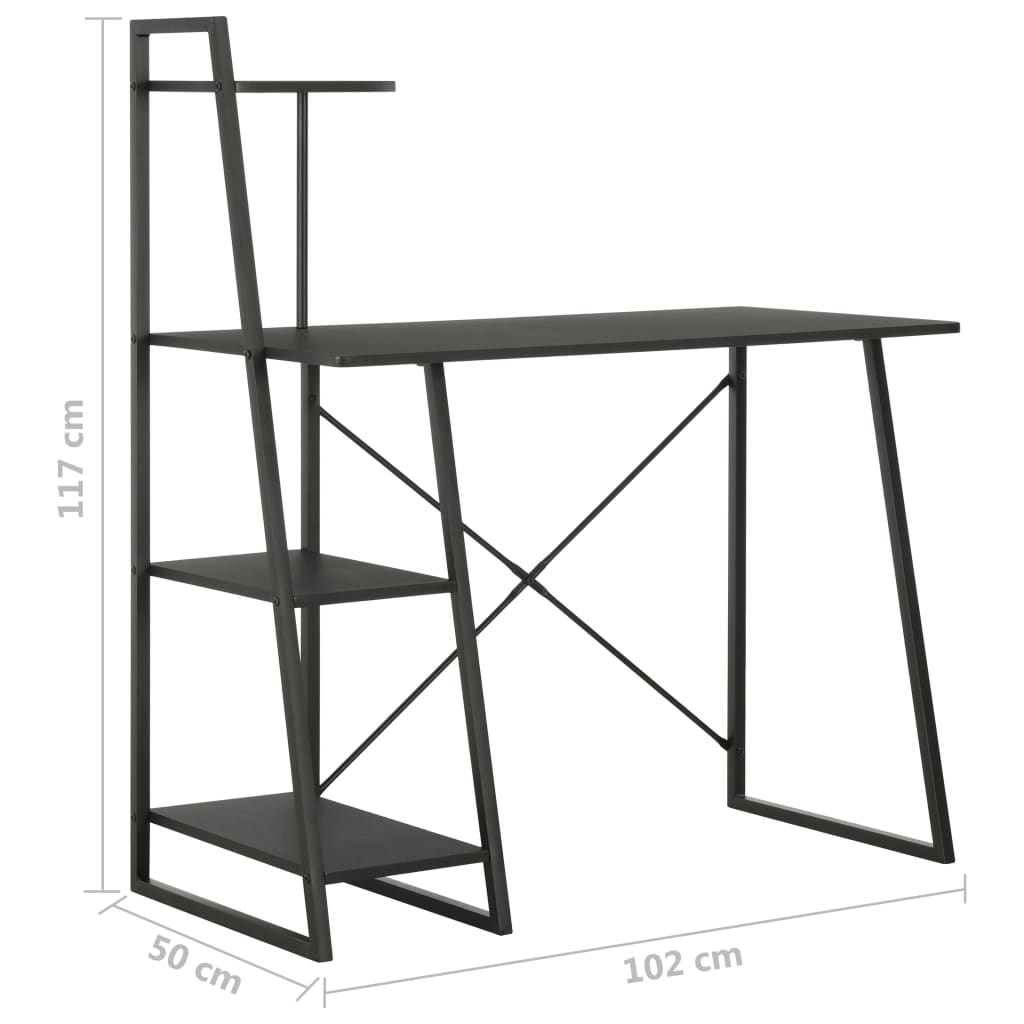 Schreibtisch mit Regaleinheit Schwarz 102×50×117 cm