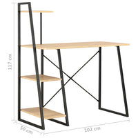 Thumbnail for Schreibtisch mit Regaleinheit Schwarz und Eiche 102×50×117 cm