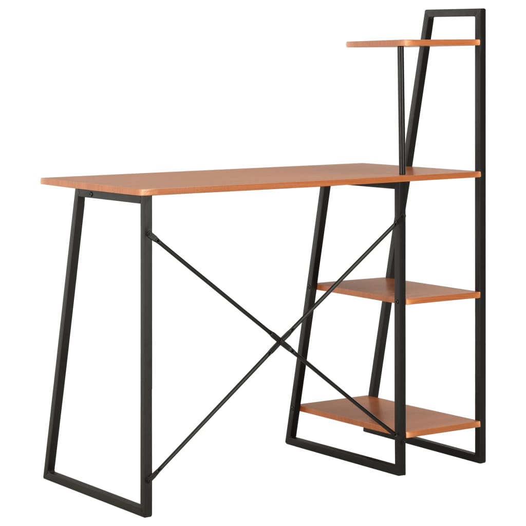 Schreibtisch mit Regaleinheit Schwarz und Braun 102×50×117 cm