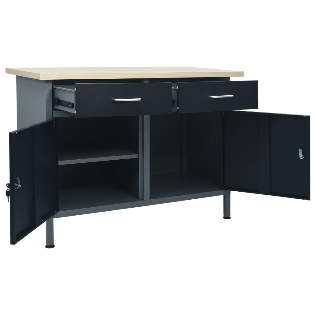 Werkbank Schwarz 120×60×85 cm Stahl