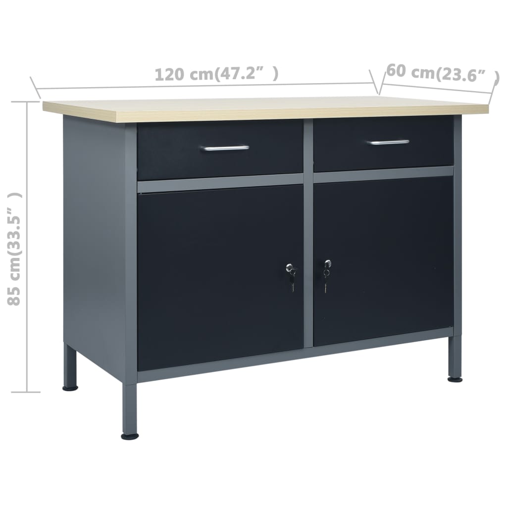Werkbank Schwarz 120×60×85 cm Stahl