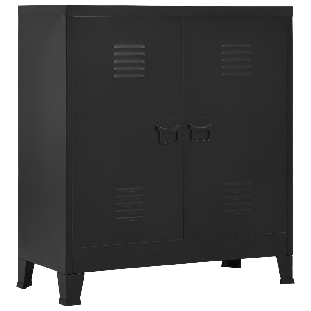 Aktenschrank Industriell Schwarz 90×40×100 cm Stahl