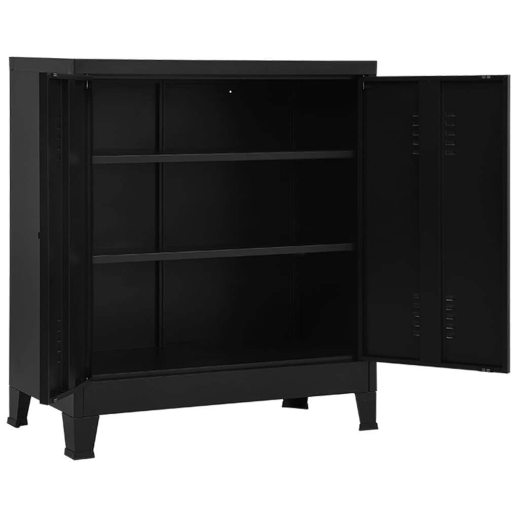 Aktenschrank Industriell Schwarz 90×40×100 cm Stahl