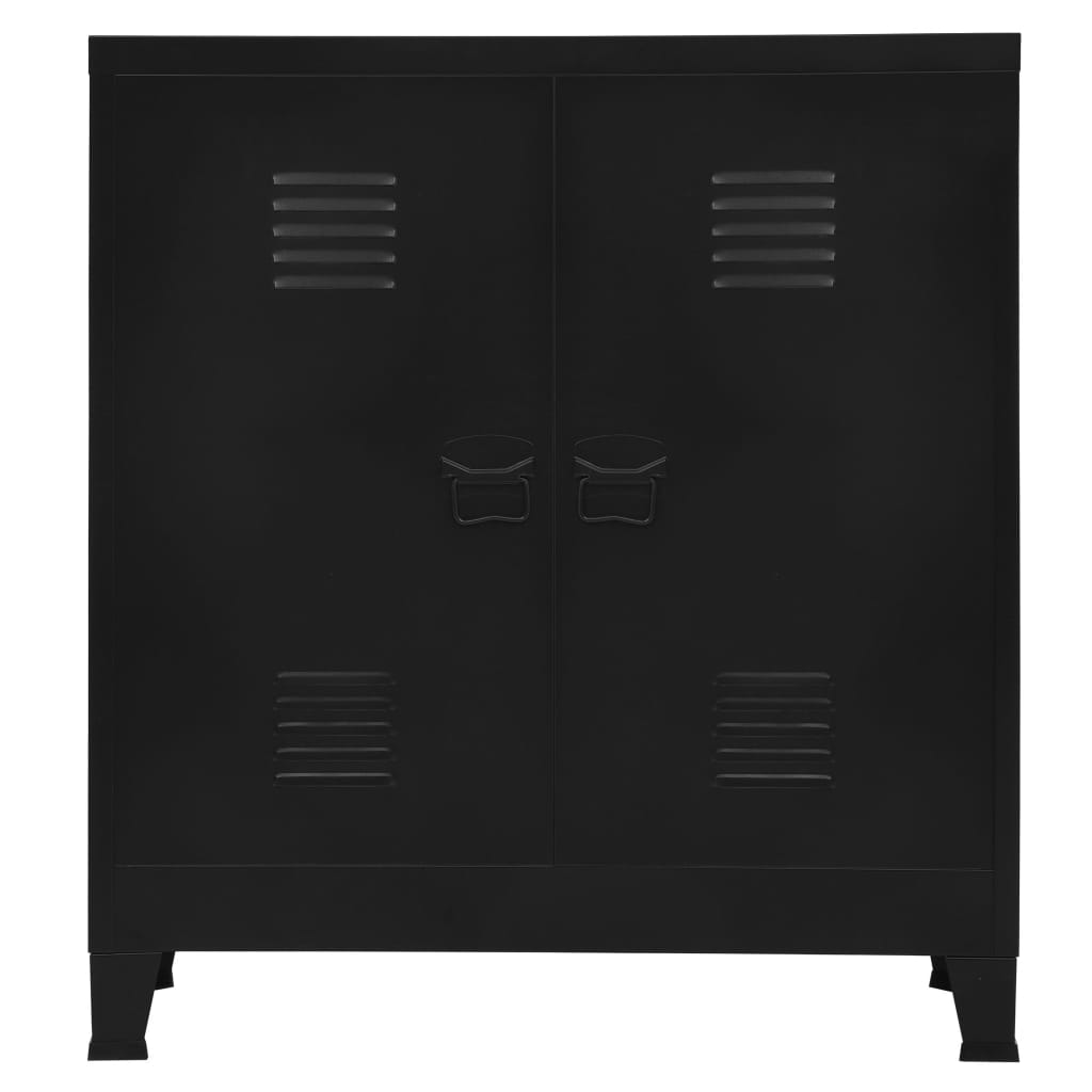 Aktenschrank Industriell Schwarz 90×40×100 cm Stahl