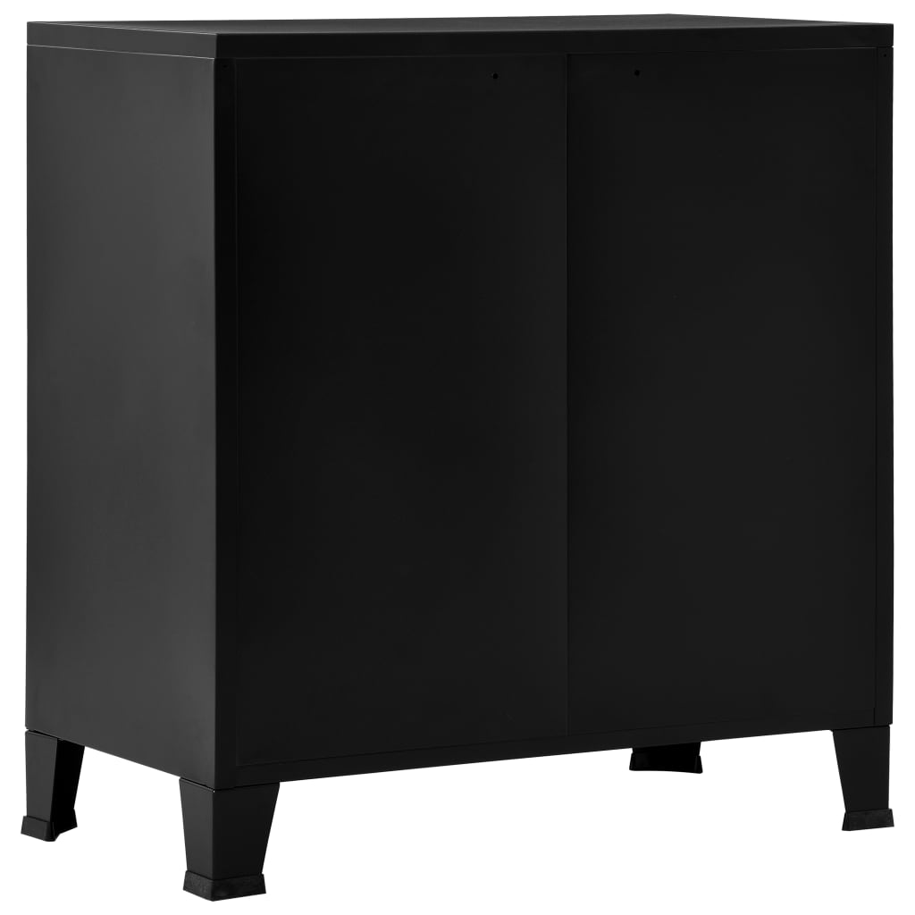 Aktenschrank mit 4 Türen Industriell Schwarz 75×40×80 cm Stahl