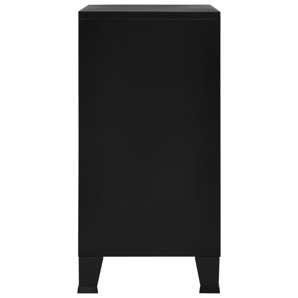 Aktenschrank mit 4 Türen Industriell Schwarz 75×40×80 cm Stahl