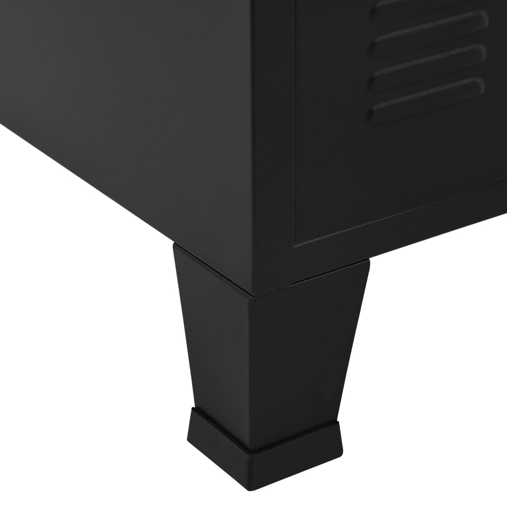 Aktenschrank mit 4 Türen Industriell Schwarz 75×40×80 cm Stahl