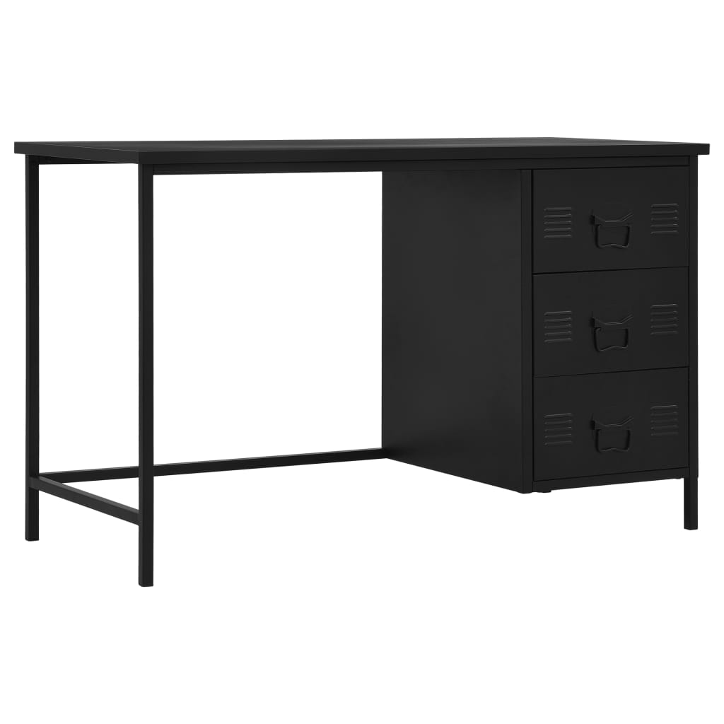 Schreibtisch Schubladen Industriell Schwarz 120x55x75cm Stahl