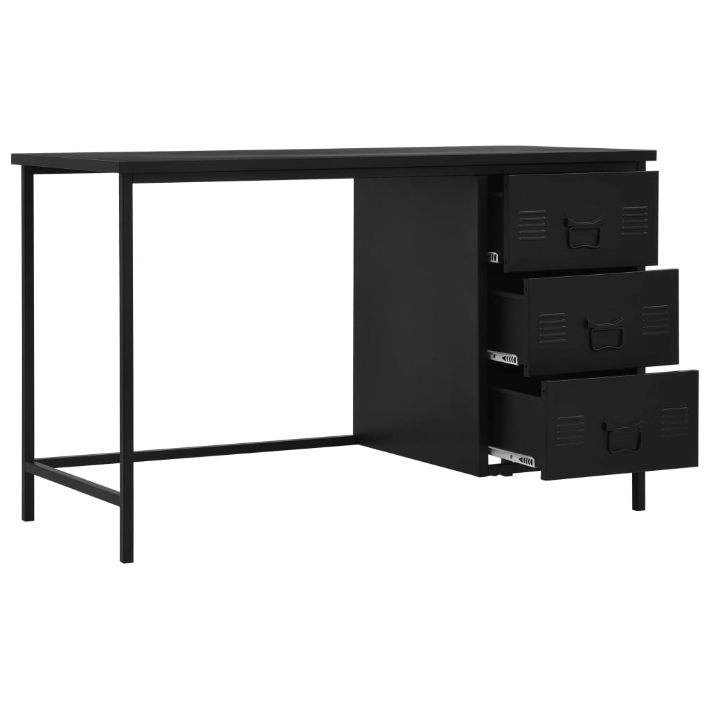 Schreibtisch Schubladen Industriell Schwarz 120x55x75cm Stahl