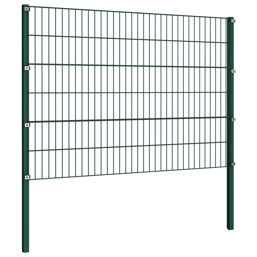 Zaunfeld mit Pfosten Eisen 13,6 x 1,2 m Grün