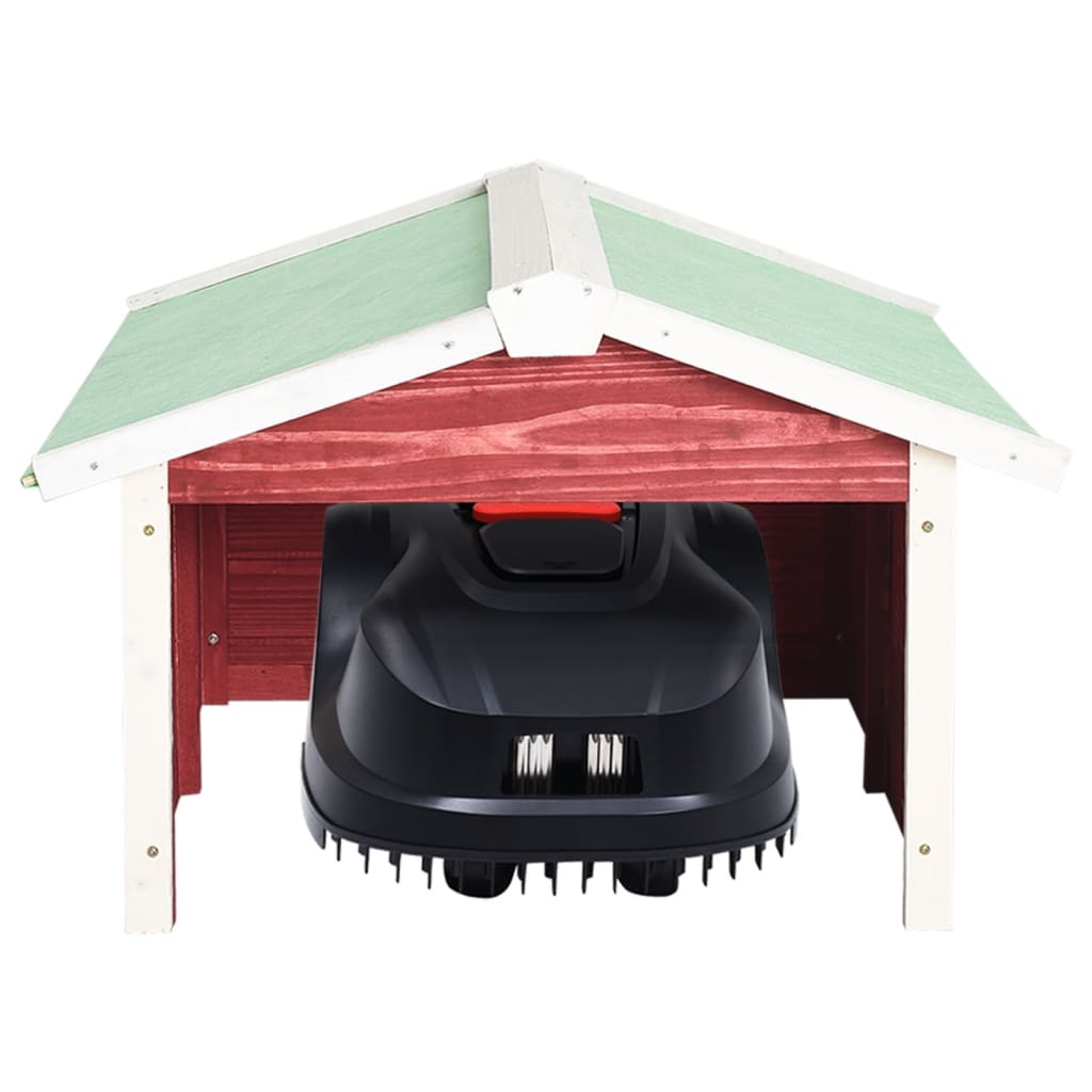 Roboter-Rasenmäher Garage 72x87x50 cm Rot Weiß Tannenholz