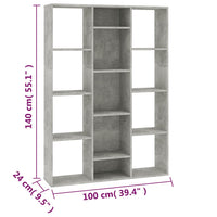 Thumbnail for Raumteiler/Bücherregal Betongrau 100x24x140 cm Holzwerkstoff