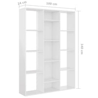 Thumbnail for Raumteiler/Bücherregal Hochglanz-Weiß 100x24x140 cm