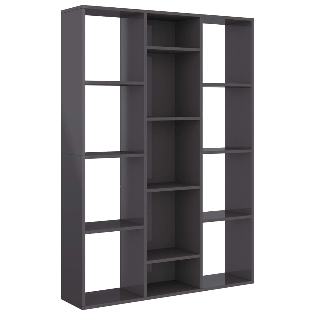 Raumteiler/Bücherregal Hochglanz-Grau 100×24×140 cm Spanplatte