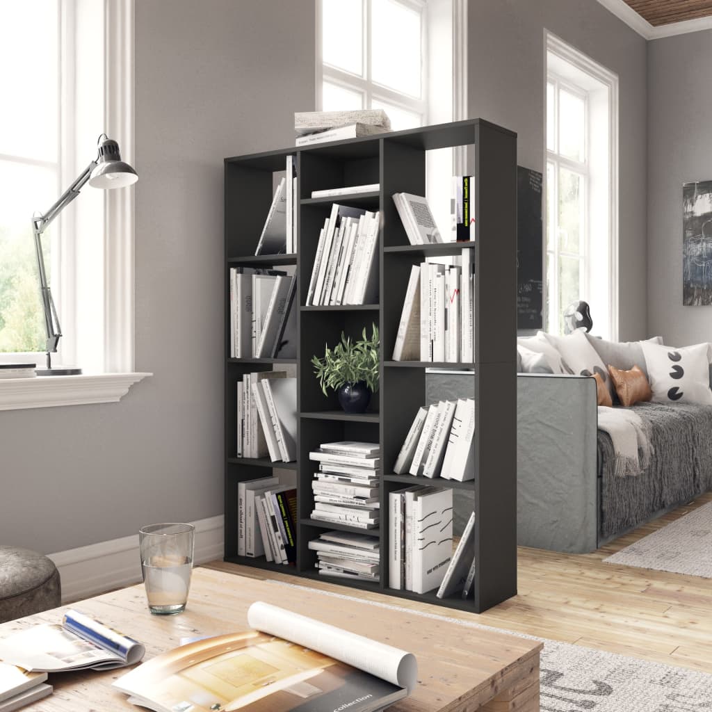 Raumteiler/Bücherregal Hochglanz-Grau 100×24×140 cm Spanplatte