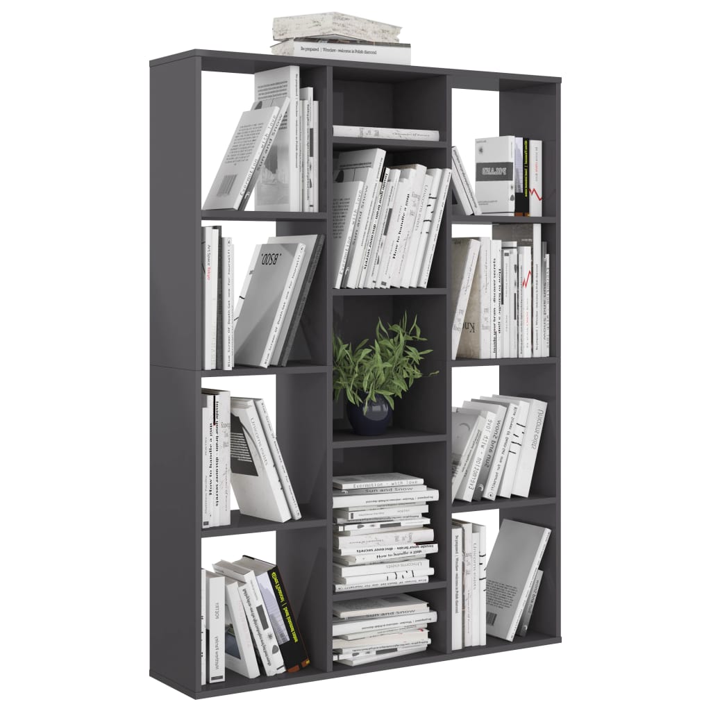 Raumteiler/Bücherregal Hochglanz-Grau 100×24×140 cm Spanplatte