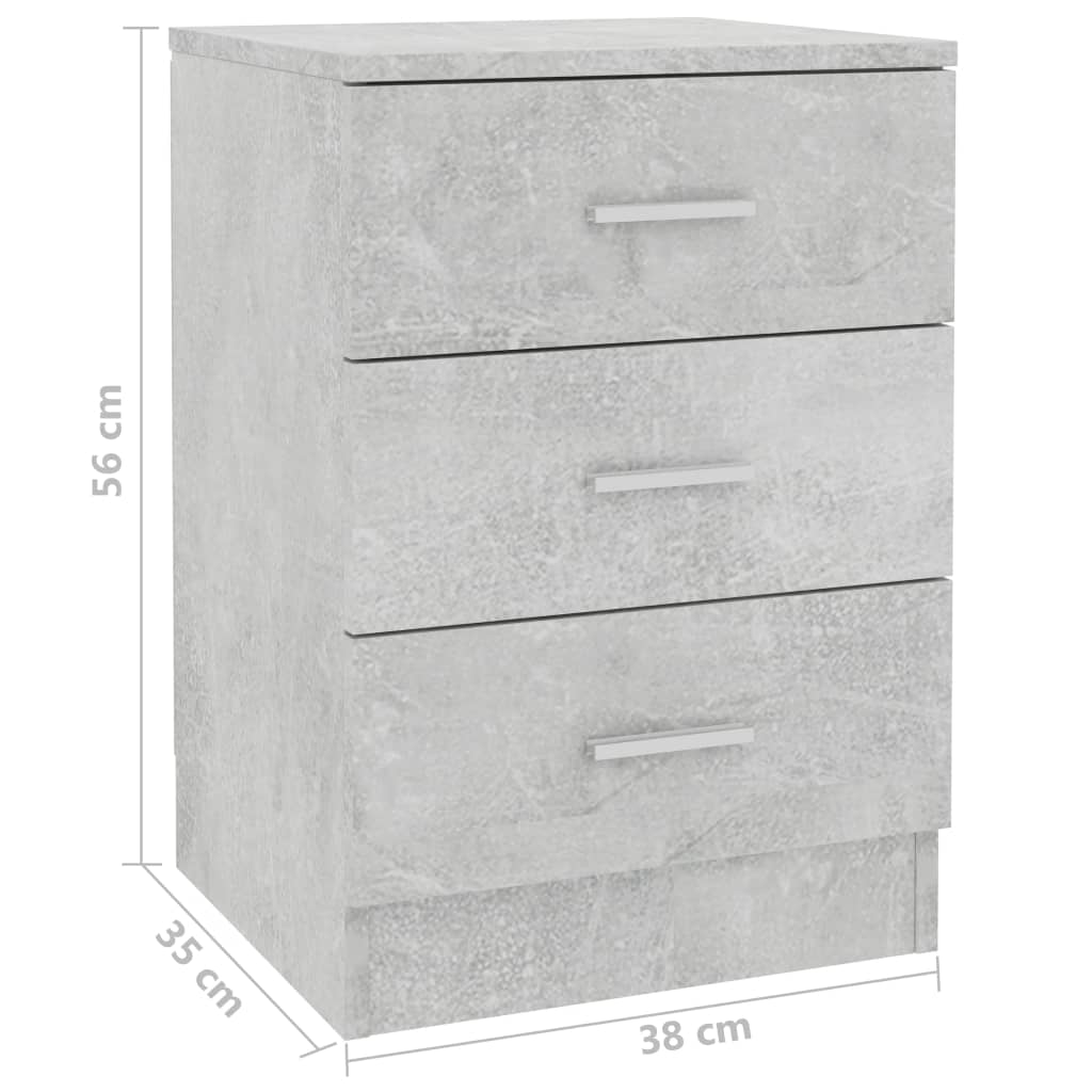 Nachtschrank Betongrau 38×35×56 cm Spanplatte