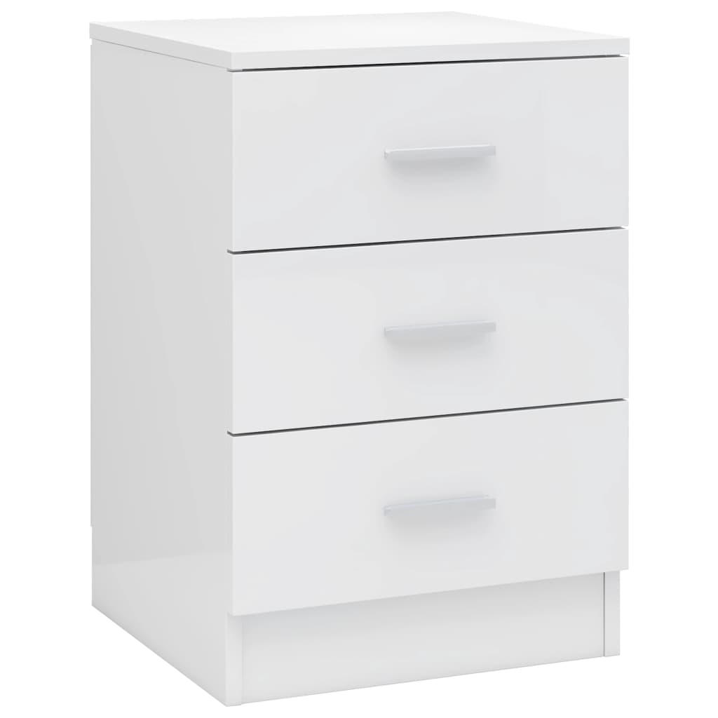 Nachtschränke 2 Stk. Hochglanz-Weiß 38×35×56 cm Spanplatte