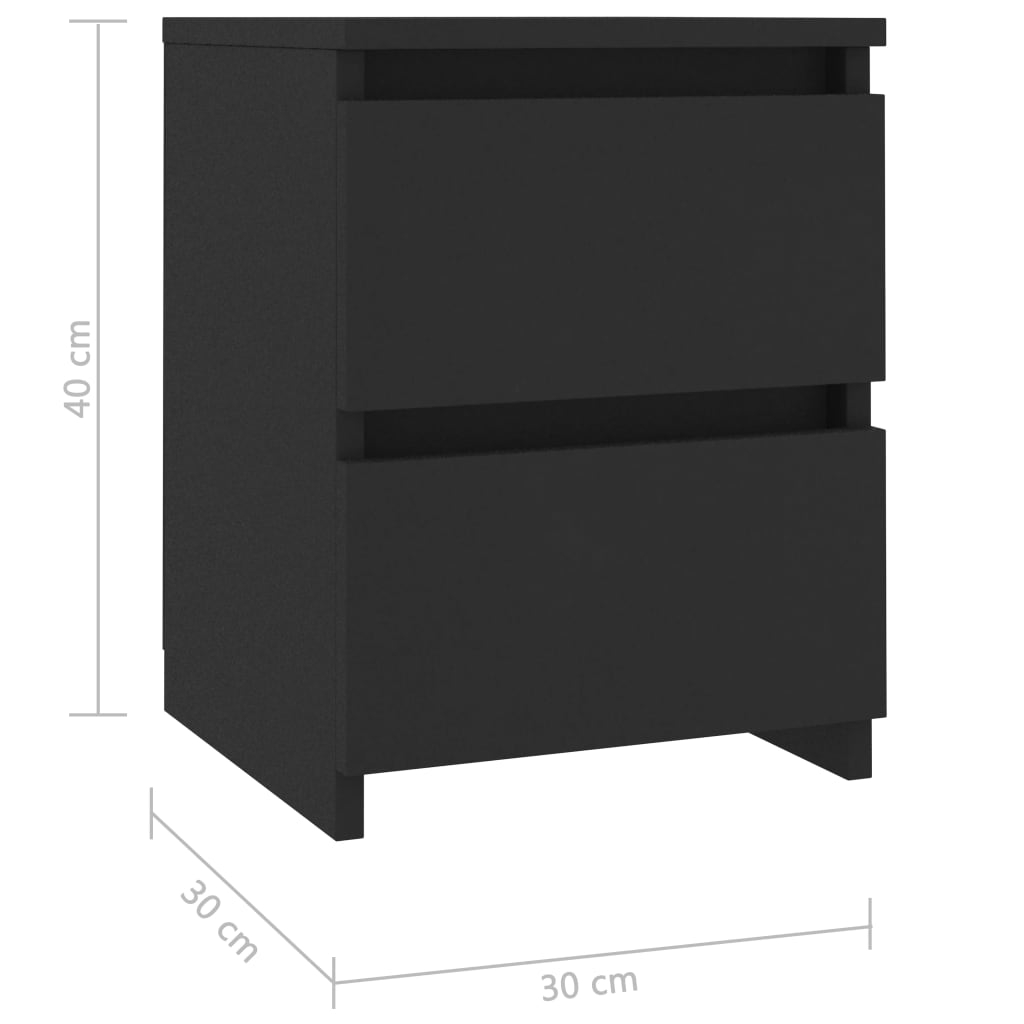 Nachttische 2 Stk. Schwarz 30×30×40 cm Spanplatte