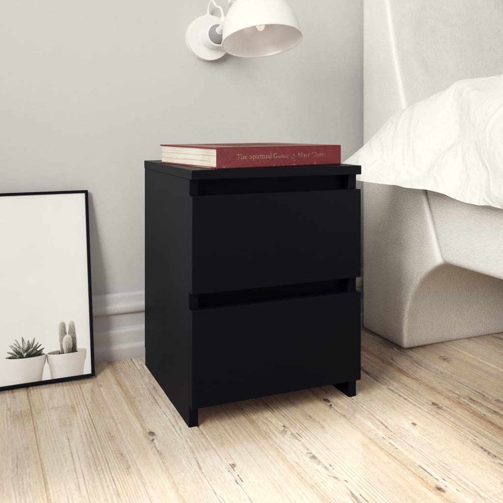 Nachttische 2 Stk. Schwarz 30×30×40 cm Spanplatte