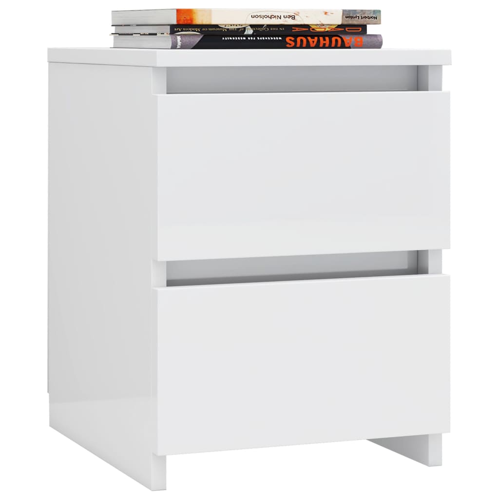 Nachttische 2 Stk. Hochglanz-Weiß 30×30×40 cm Spanplatte