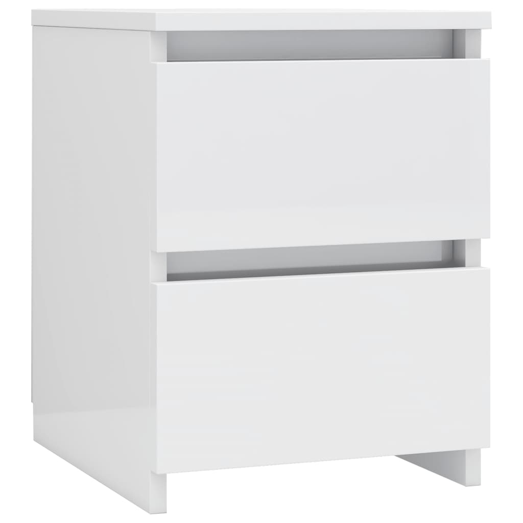 Nachttische 2 Stk. Hochglanz-Weiß 30×30×40 cm Spanplatte