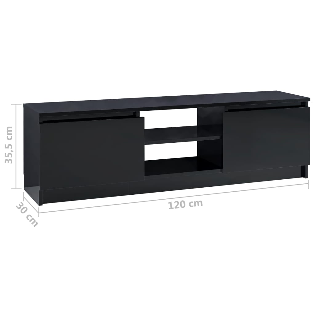 TV-Schrank Hochglanz-Schwarz 120×30×35,5 cm Holzwerkstoff
