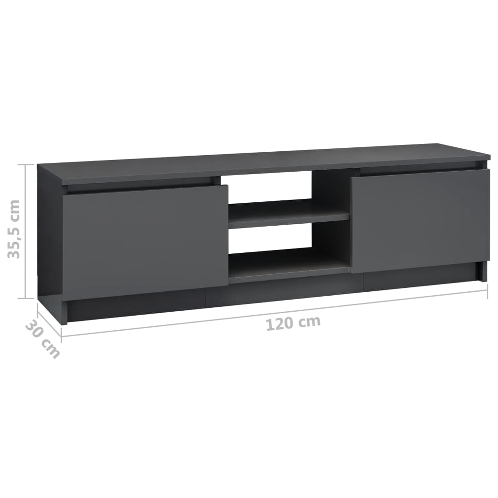 TV-Schrank Hochglanz-Grau 120x30x35,5 cm Holzwerkstoff