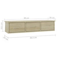 Thumbnail for Wand-Schubladenregal Sonoma-Eiche 88x26x18,5 cm Holzwerkstoff
