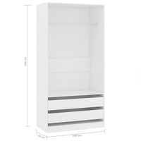 Thumbnail for Kleiderschrank Weiß 100x50x200 cm Holzwerkstoff