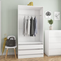Thumbnail for Kleiderschrank Weiß 100x50x200 cm Holzwerkstoff