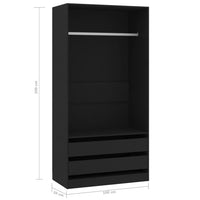 Thumbnail for Kleiderschrank Schwarz 100x50x200 cm Holzwerkstoff